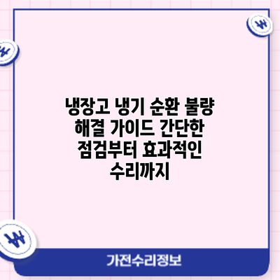냉장고 냉기 순환 불량 해결 가이드: 간단한 점검부터 효과적인 수리까지