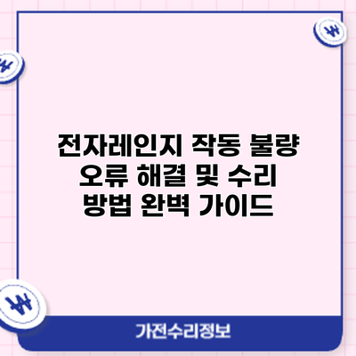 전자레인지 작동 불량? 오류 해결 및 수리 방법 완벽 가이드