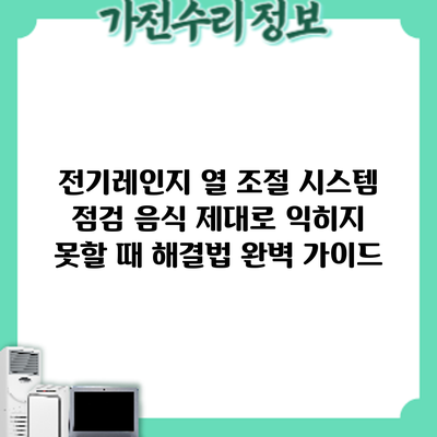전기레인지 열 조절 시스템 점검: 음식 제대로 익히지 못할 때 해결법 완벽 가이드