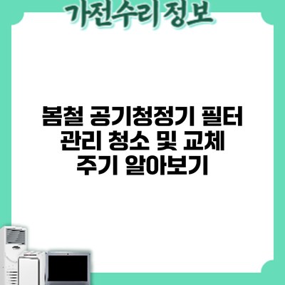 봄철 공기청정기 필터 관리: 청소 및 교체 주기 알아보기