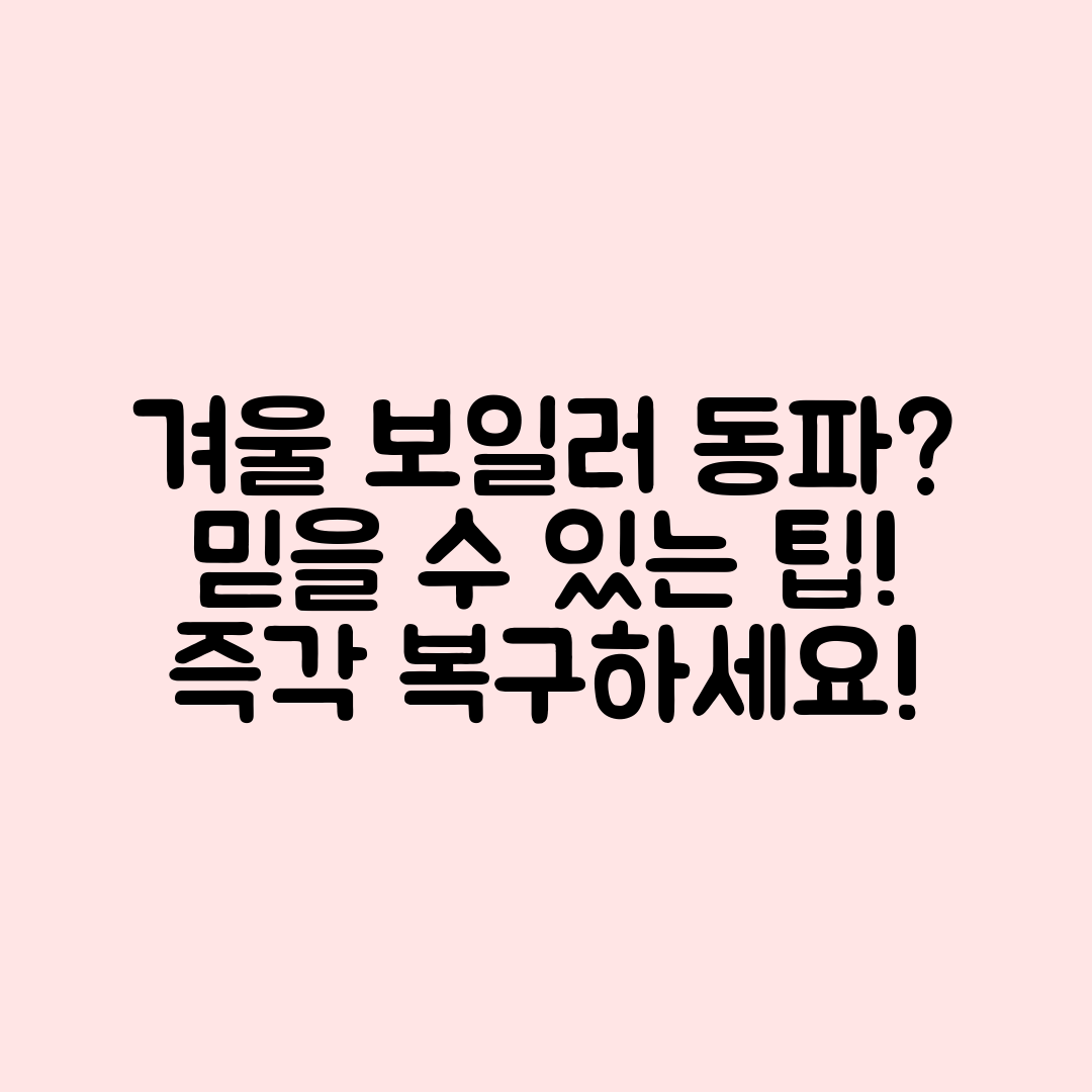 겨울철 보일러 배관 동파? 믿을 수 없는 응급조치와 복구 요령!