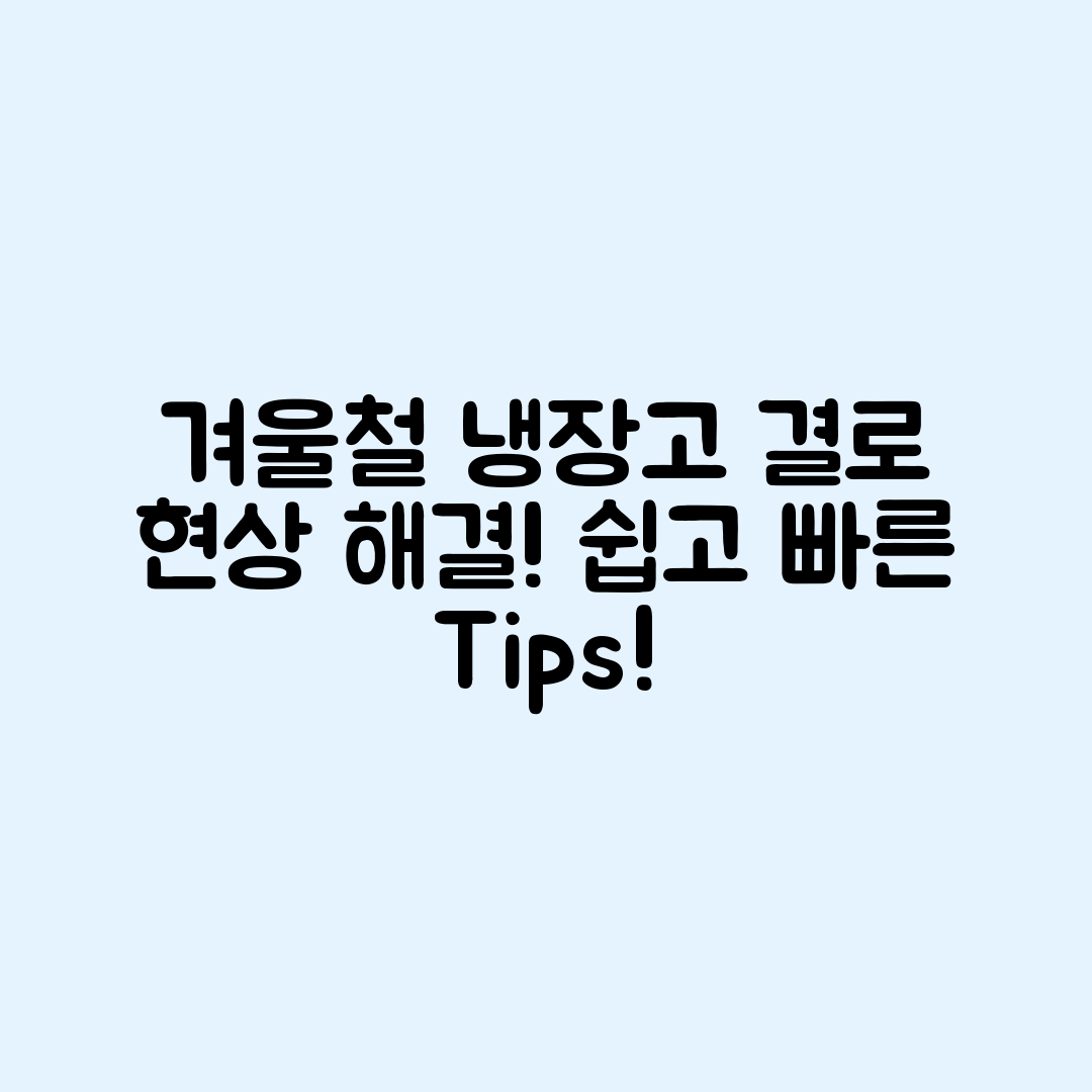 겨울철 냉장고 결로 현상, 누구나 쉽게 해결하기